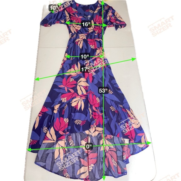 Abel the Label Anthropologie flutter sleeve high low midi dress bold floral XS - Picture 11 of 12